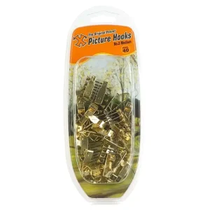 X-Hooks No.2 Medium Brass Plated Picture Hooks (40 Pack)